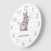 ホワイトグレーバニー子供部屋デコールウォールクロック ラージ壁時計 (傾斜)