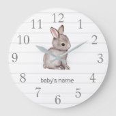 ホワイトグレーバニー子供部屋デコールウォールクロック ラージ壁時計 (正面)