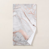 ホワイトグレーピンクローズ金ゴールド大理石モダン バスタオルセット (ハンドタオル)