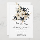 ホワイトグレーフローラ2が一つのバイブル結婚になる 招待状 (正面/裏面)