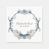 ホワイトグレーブー幽霊こうもりハロウィーンリース結婚ズ スタンダードカクテルナプキン (正面)