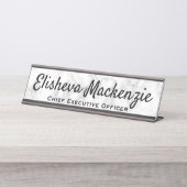 ホワイトグレーマーブルデスク名プレート デスクネームプレート (正面)