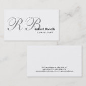 ホワイトグレーモノグラムコンサルタントの名刺 名刺 (正面/裏面)