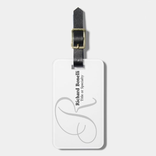 ホワイトグレーモノグラム平白ミニマル主義者 ラゲッジタグ (正面縦)