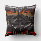 ホワイトグレーレッドオレンジ絵画抽象芸術 クッション (裏面)