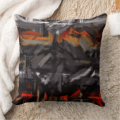 ホワイトグレーレッドオレンジ絵画抽象芸術 クッション (ブランケット)