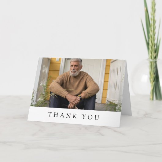 ホワイトグレー写真悔やみや弔慰ありがとう カード (正面)