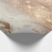 ホワイトグレー大理石ゴールデンシャイニーブラシグリッタースパーク ラッピングペーパー (角)