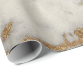 ホワイトグレー大理石ゴールデンシャイニーブラシグリッタースパーク ラッピングペーパー (ロールコーナー)