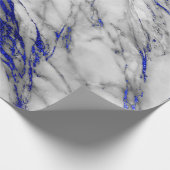 ホワイトグレー大理石光沢のある青のネイビーブラシ ラッピングペーパー (角)