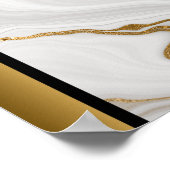 ホワイトグレー大理石/ブラック金ゴールドアー縁どト ポスター (角)