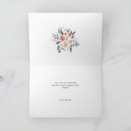 ホワイトグレー書道写真母の日カード カード (内部)