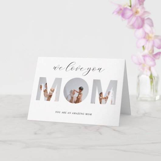 ホワイトグレー書道写真母の日カード カード (蘭)