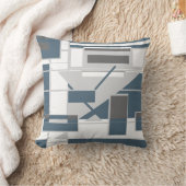 ホワイトグレー石板ブルージオメトリックシェイプ抽象芸術 クッション (ブランケット)