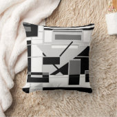 ホワイトグレー石板BlackGeometric Shapes抽象芸術 クッション (ブランケット)