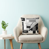 ホワイトグレー石板BlackGeometric Shapes抽象芸術 クッション (椅子)