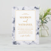 ホワイトグレー金ゴールドマーブルエレガントウェディング 招待状 (スタンド正面)