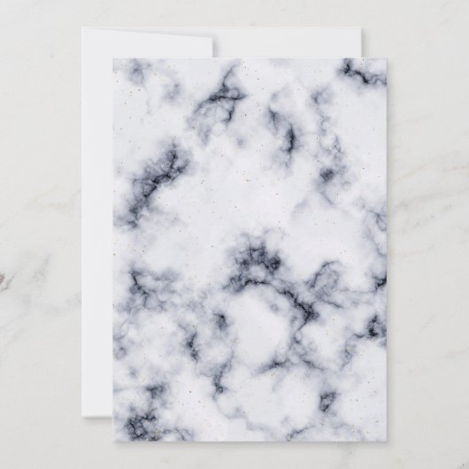 ホワイトグレー金ゴールドマーブルエレガントウェディング 招待状 (裏面)