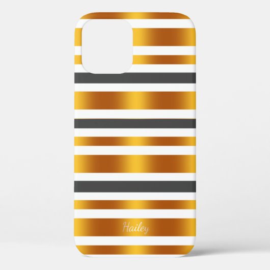 ホワイトグレー金ゴールド効果ストライプの Case-Mate iPhoneケース (裏面)