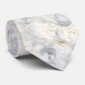 ホワイトグレー金ゴールド大理石の結婚渦巻きフォーマル新郎 ネクタイ (ロール)
