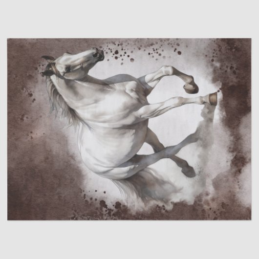 ホワイトグレー馬の水の色の分離 薄葉紙 (正面)