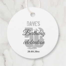 ホワイトグレー50th任意の誕生日パーティパーソナライズされた フェイバータグ