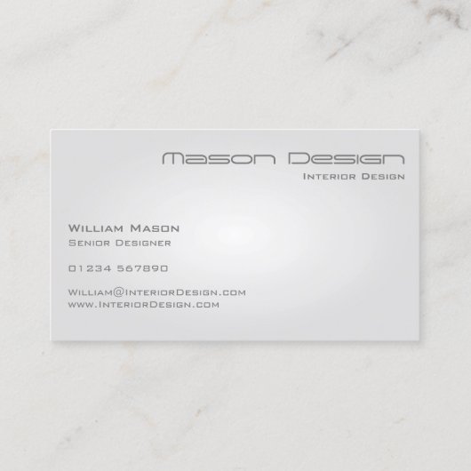 ホワイトグローモダンビミニマルジネスカード 名刺 (裏面)