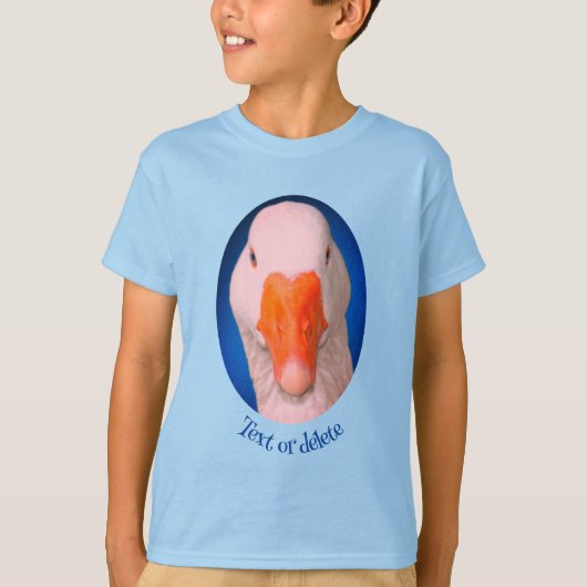 ホワイトグース顔ファームアニマルパーソナライズされたド Tシャツ (正面)