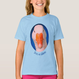 ホワイトグース顔ファームアニマルパーソナライズされたド Tシャツ