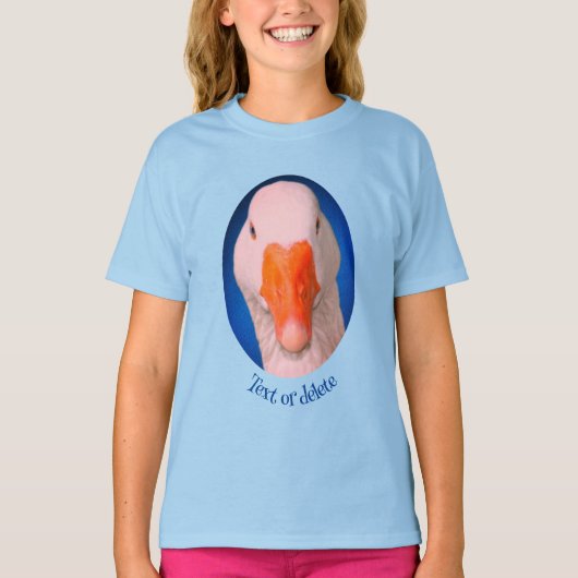 ホワイトグース顔ファームアニマルパーソナライズされたド Tシャツ (正面)