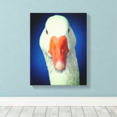 ホワイトグース顔ファームアニマル キャンバスプリント (インサイチュ (ウッドフロア))