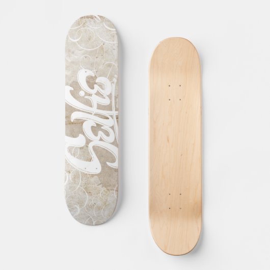 ホワイトグ渦巻形のラフィティセルフィー通りアートレタリング スケートボード (正面)