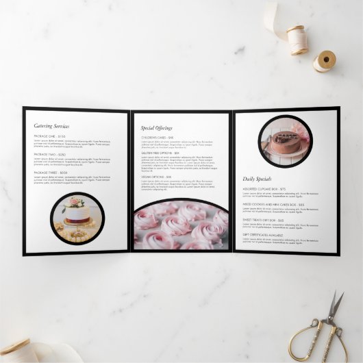 ホワイトケエレガントーキと花模様IIベーカリーパンフレット 三つ折りカード (内部)