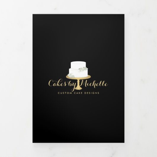 ホワイトケエレガントーキと花模様IIベーカリーパンフレット 三つ折りカード (カバー)