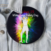 ホワイトケーン安全デー絞り染め強い盲目の女の子Bu 缶バッジ (インサイチュ)