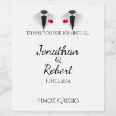 ホワイトゲイのワインラベル結婚に2つのタキシード ワインラベル (シングルラベル)