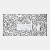 ホワイトゲーミングマウスパッドデスクパッド地形図 デスクマット (キーボード&マウス)