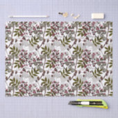 ホワイトコインフラワーレッドベリーグリーン葉 薄葉紙 (クラフト)