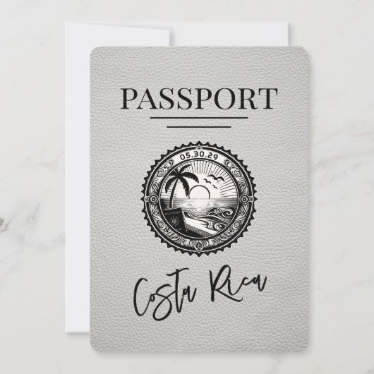 ホワイトコスタリカパスポート結婚式招待状 招待状 (裏面)