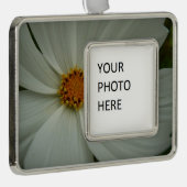 ホワイトコスモスサマーワイルドフラワーフローラ シルバープレートフレームオーナメント (右)