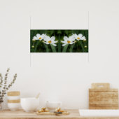 ホワイトコスモス花とビー鏡抽象芸術 ポスター (キッチン)