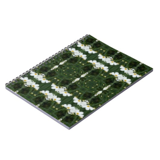 ホワイトコスモス花抽象芸術アートノート ノートブック (左側)