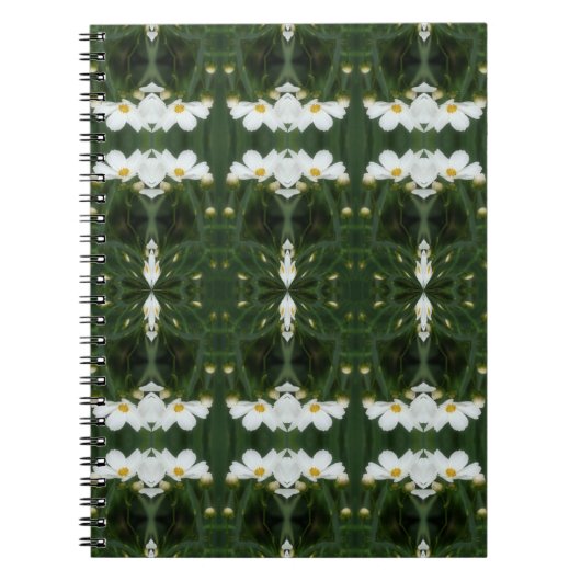 ホワイトコスモス花抽象芸術アートノート ノートブック (正面)