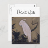 ホワイトコッカトオオンパインブランチジャクチュファインアート ポストカード (正面/裏面)