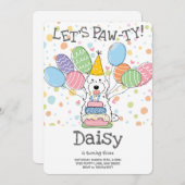 ホワイトコックポオカバポウドッグ誕生日パーティー 招待状 (正面/裏面)