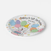 ホワイトコックポオカバポウドッグ誕生日 ペーパープレート (アングル)