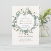 ホワイトコットンガーデンリースファーストホーリーコミュニオン 招待状 (スタンド正面)