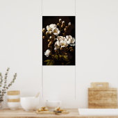 ホワイトコットンフラワーズアートプリントポスター ポスター (キッチン)