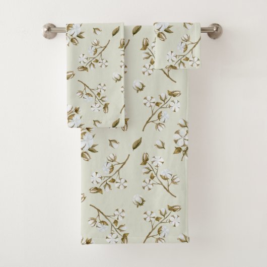 ホワイトコットンボールステムウォーター色シーフォームグリーン バスタオルセット (インサイチュ)