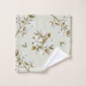 ホワイトコットンボールステムウォーター色シーフォームグリーン バスタオルセット (ウォッシュタオル)